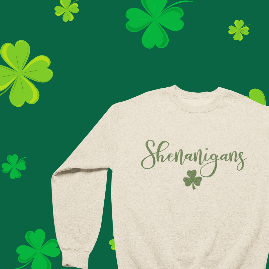 Sweat-shirt ras du cou Shenanigans – Parfait pour s'amuser le jour de la Saint-Patrick !