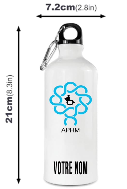 Bouteilles d'eau vierges en aluminium de 600 ml avec mousqueton et bouchon à visser avec logo