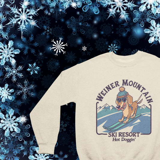 Image of the Weiner Mountain Ski Resort crewneck featuring a vibrant graphic celebrating the ski resort.