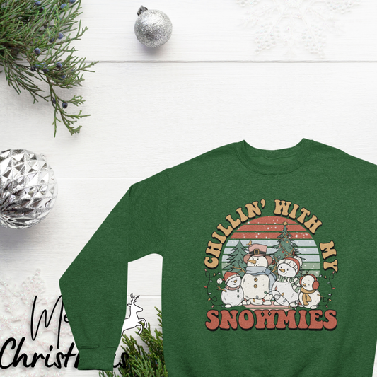 Embrace the winter chill with our "Chillin' with My Snowmies" crewneck sweatshirt! This cozy and playful piece is perfect for celebrating the snowy season and spending time with friends and family.