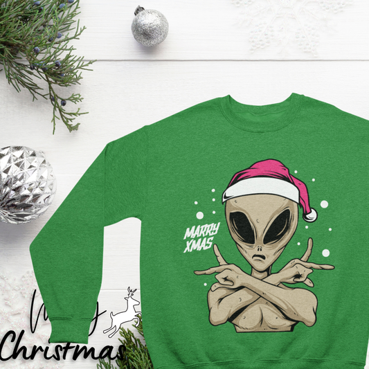 green alien crewneck