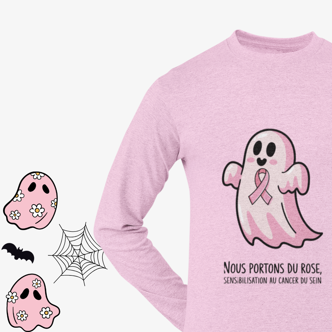 Pink Ghost Awareness T-Shirt | Support with a Spooky Twist Adult