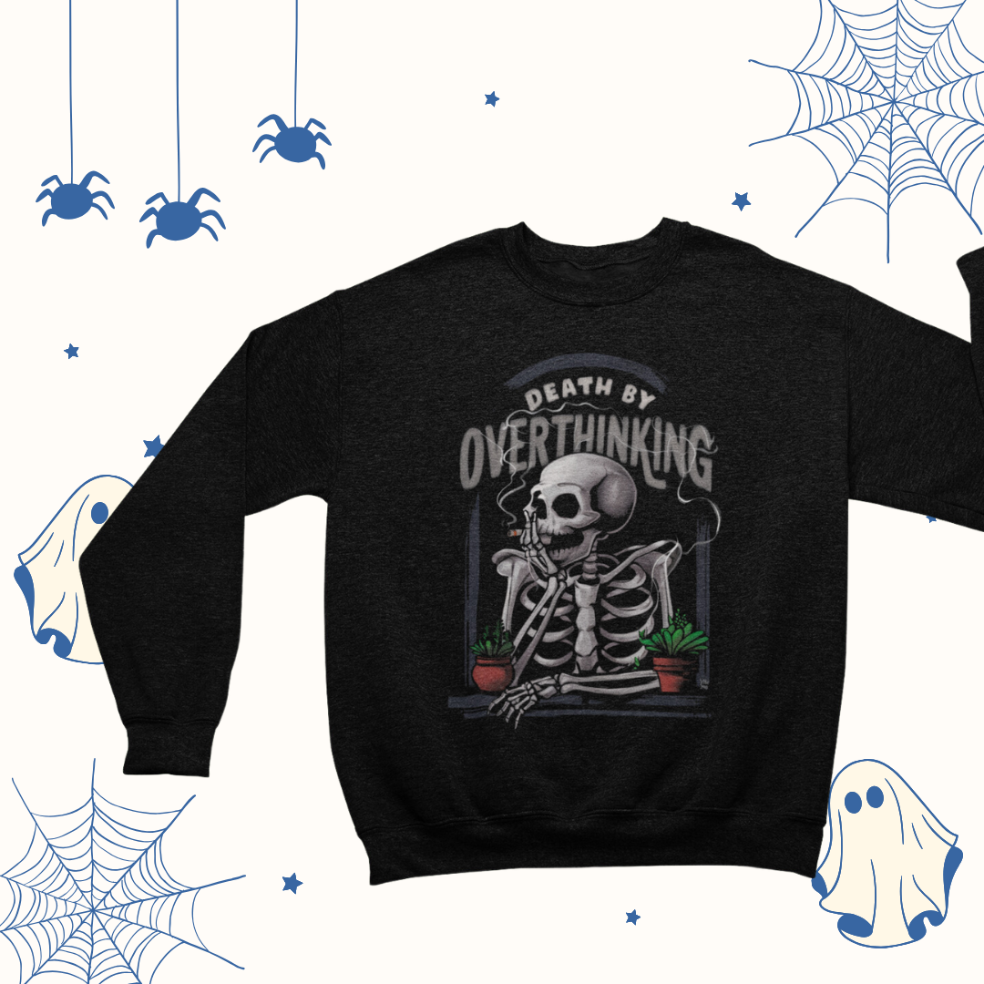 a black sweatshirt with a skeleton on it