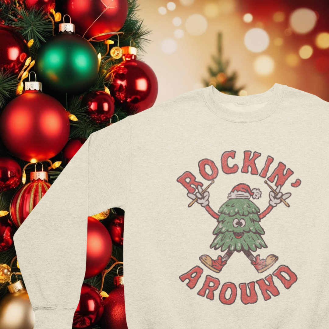 Rockin' Around the Christmas Tree Retro Crewneck Adult