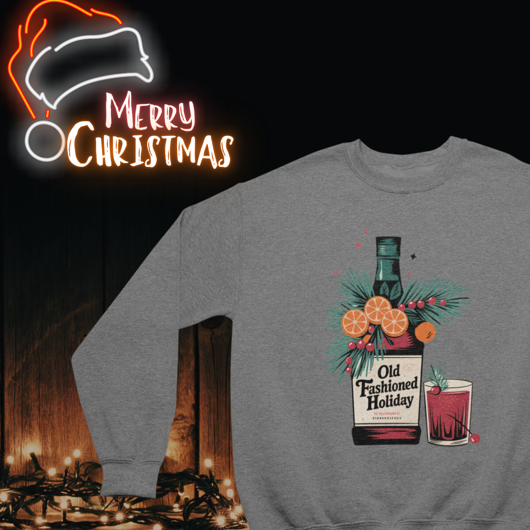 Image of the Old Fashion Christmas Crewneck featuring vintage-inspired holiday graphics and typography.