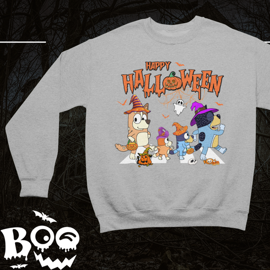 a sweatshirt with a cartoon of a group of dogs on it