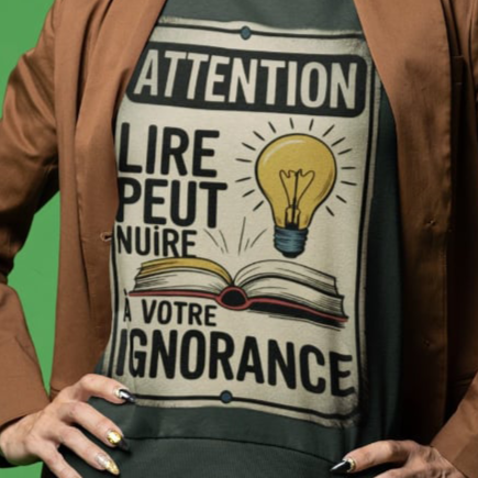 Attention, Lire Peut Nuire à Votre Ignorance Crew Neck | Design stimulant pour adulte