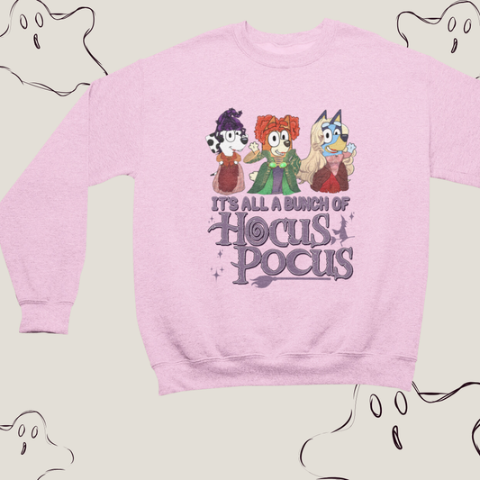 a pink sweatshirt with the words it's all a bunch of hockie hoc