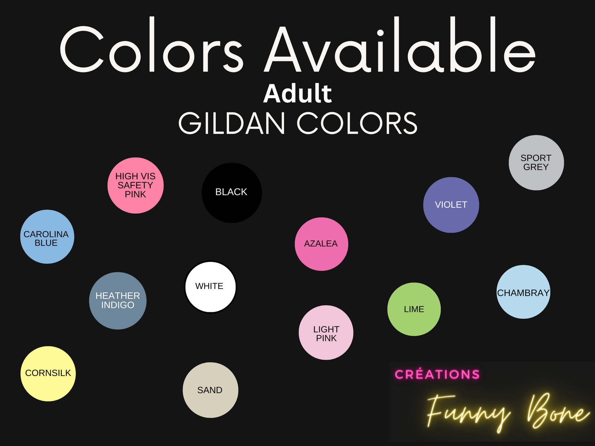 Gildan Colour chart