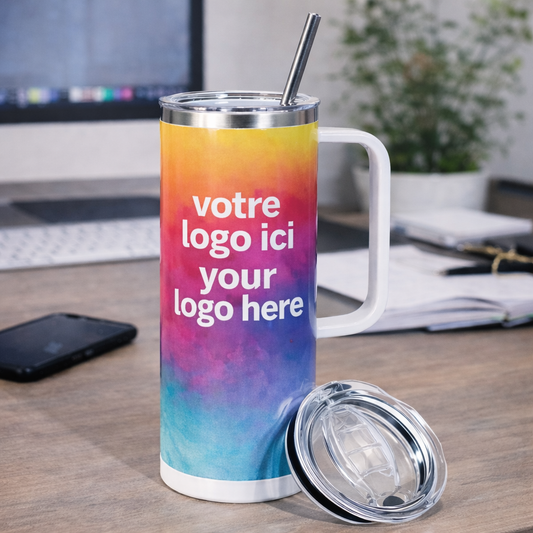 Gobelet isotherme personnalisé de 590 ml avec poignée