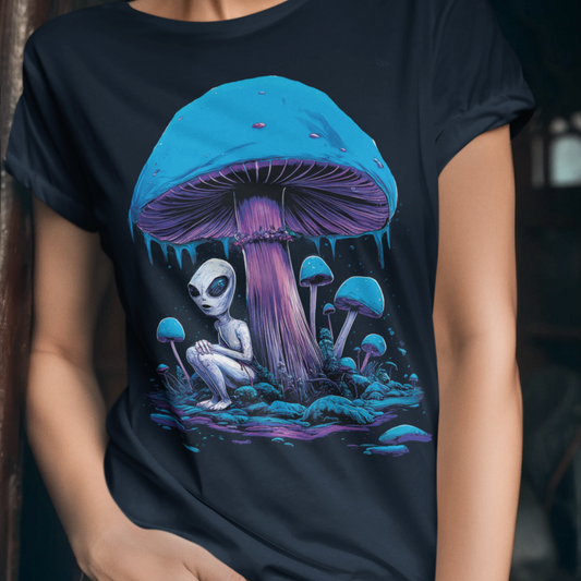 Alien Mushroom T-Shirt | Unique Sci-Fi Graphic Tee Adult