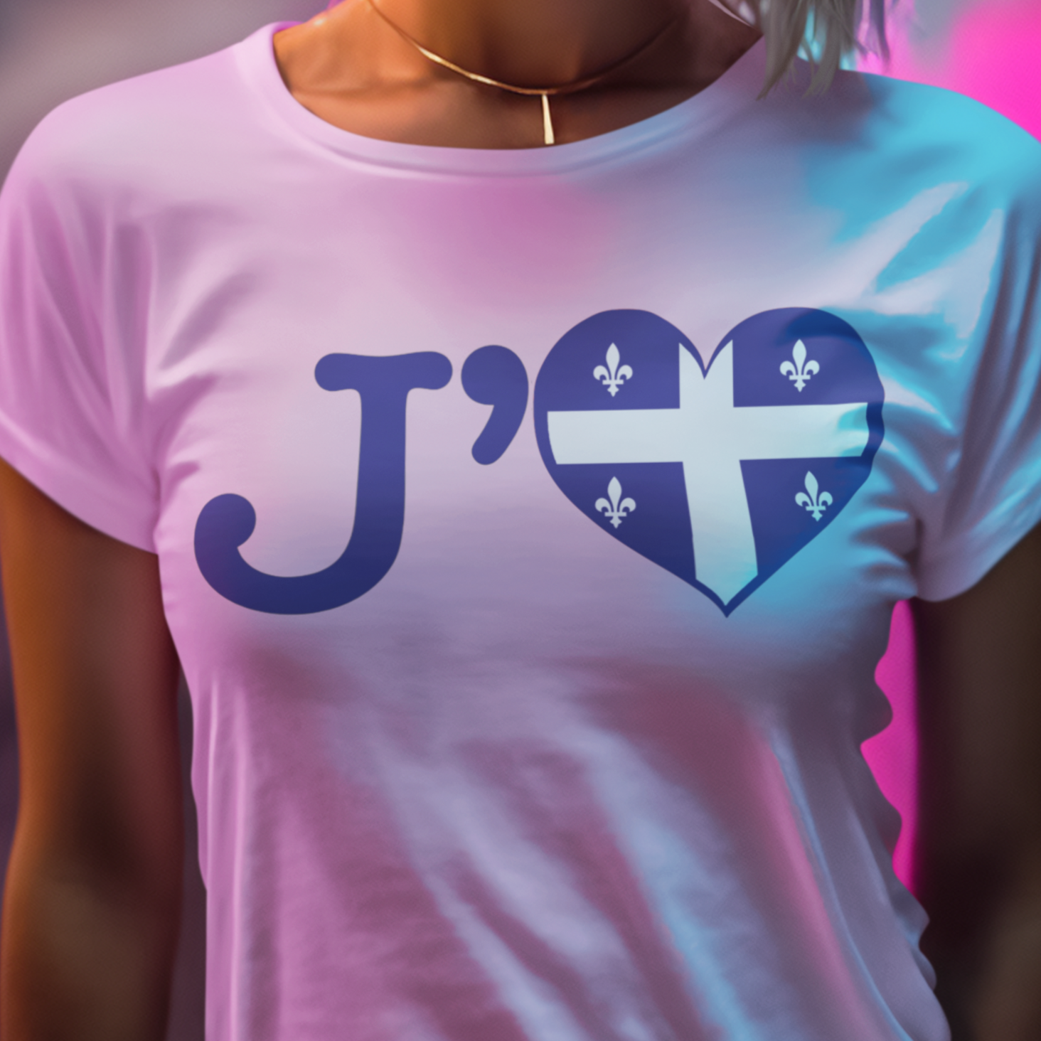 J'aime Quebec T shirt pink