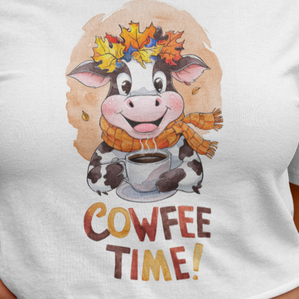 "Cowfee" Cow Pun T-Shirt | Funny Coffee Lover Graphic Tee Adult