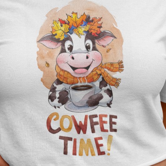 "Cowfee" Cow Pun T-Shirt | Funny Coffee Lover Graphic Tee Adult