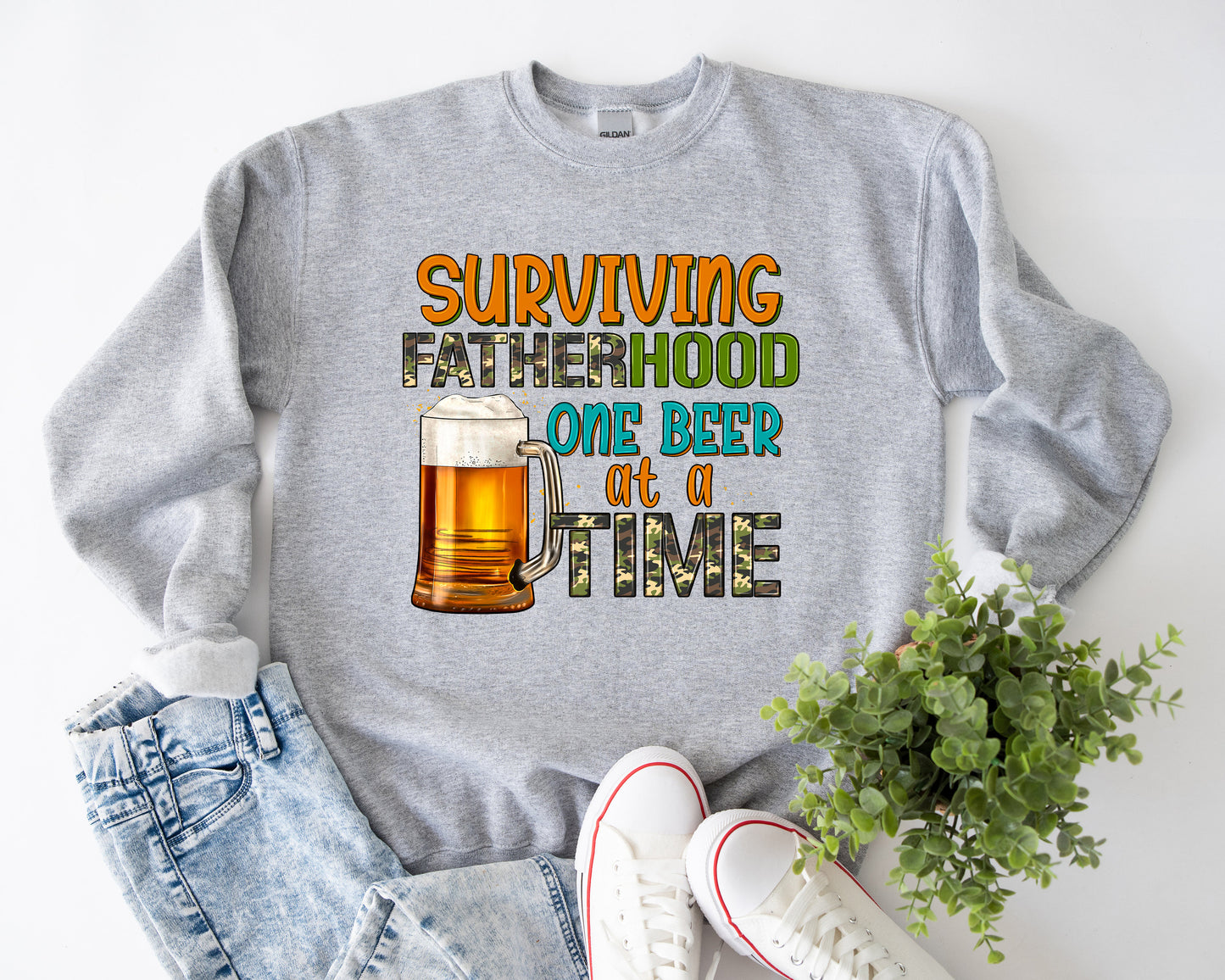 surviving fathers day one beer at a time  t-shirt / father t shirt / fathers day tshirt / fishing t shirt