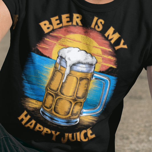 T-shirt « La bière est mon jus de bonheur » | T-shirt graphique amusant pour adulte