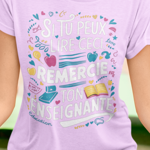 T shirt enseignante rose