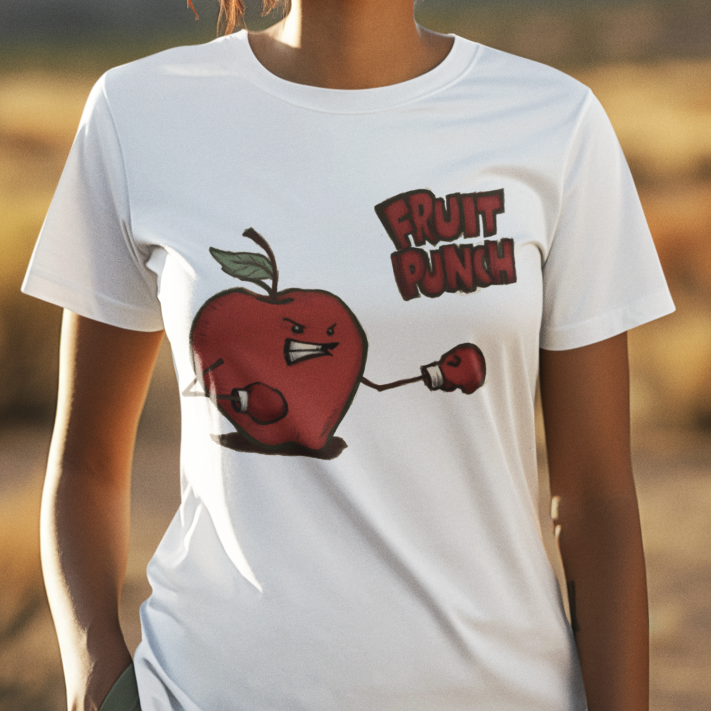 Graphic t-shirt with playful fruit punch pun design