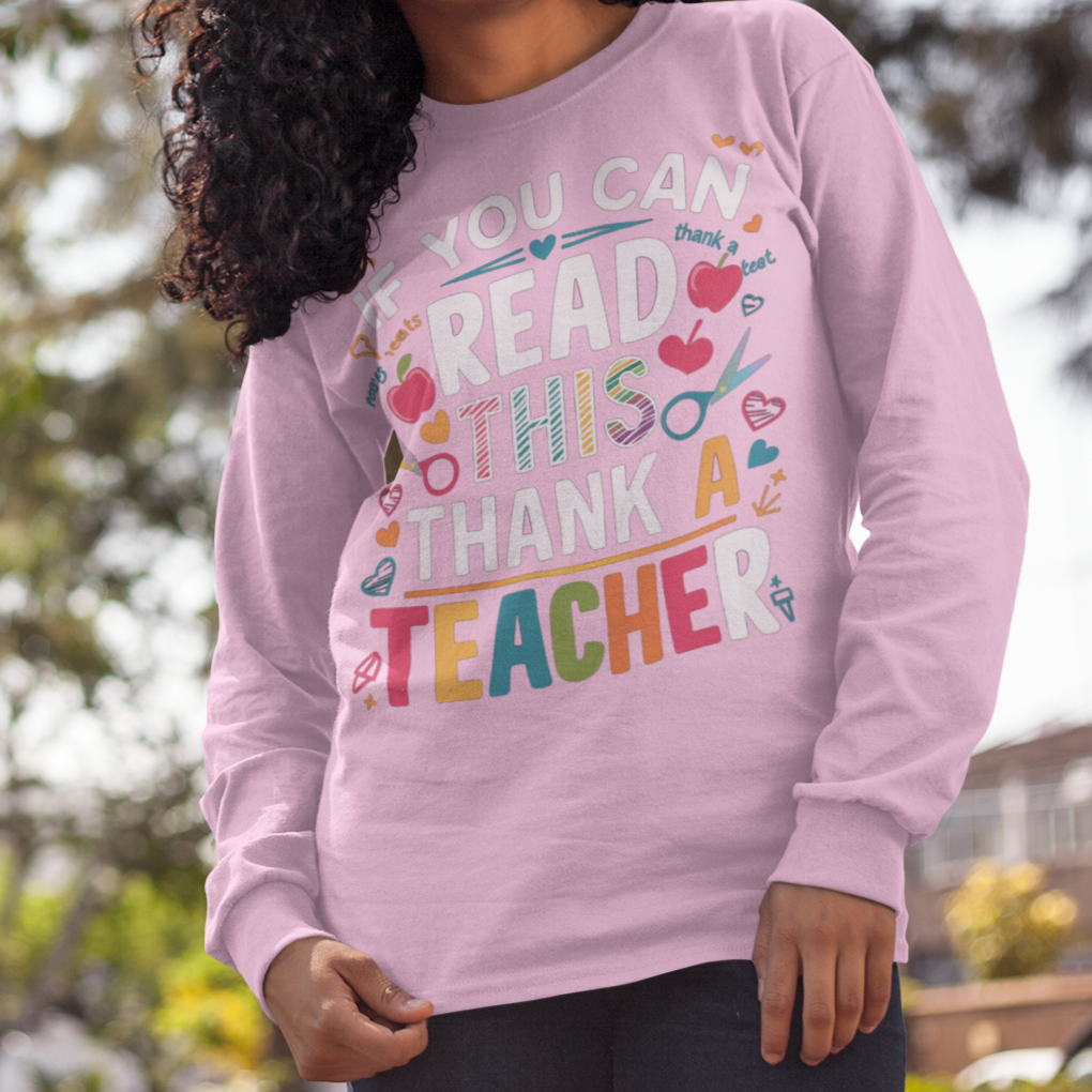 thank a teacher long sleeve pink