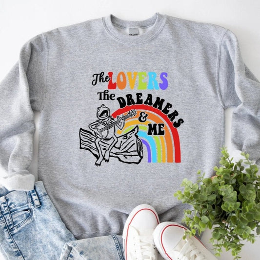 rainbow connection grey crew neck